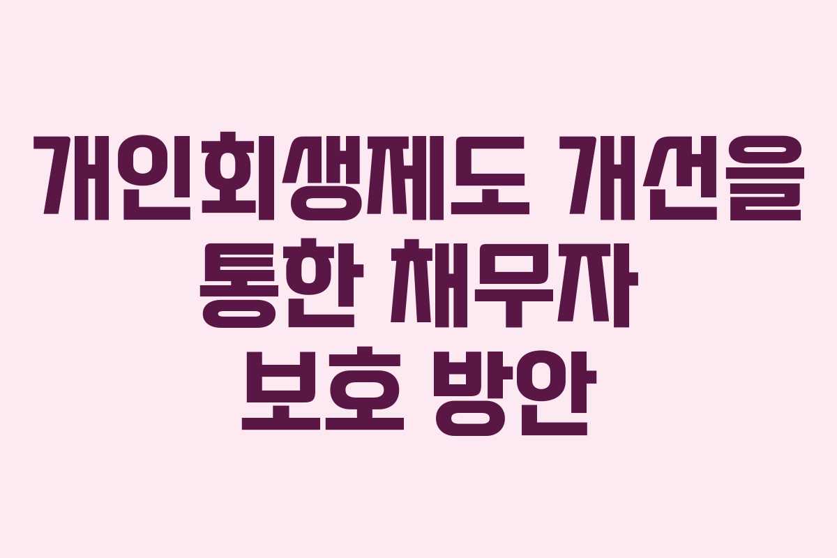 개인회생제도 개선을 통한 채무자 보호 방안