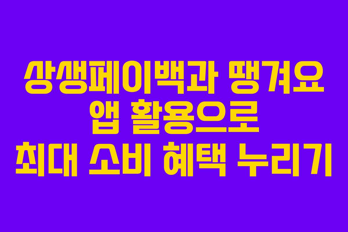 상생페이백과 땡겨요 앱 활용으로 최대 소비 혜택 누리기