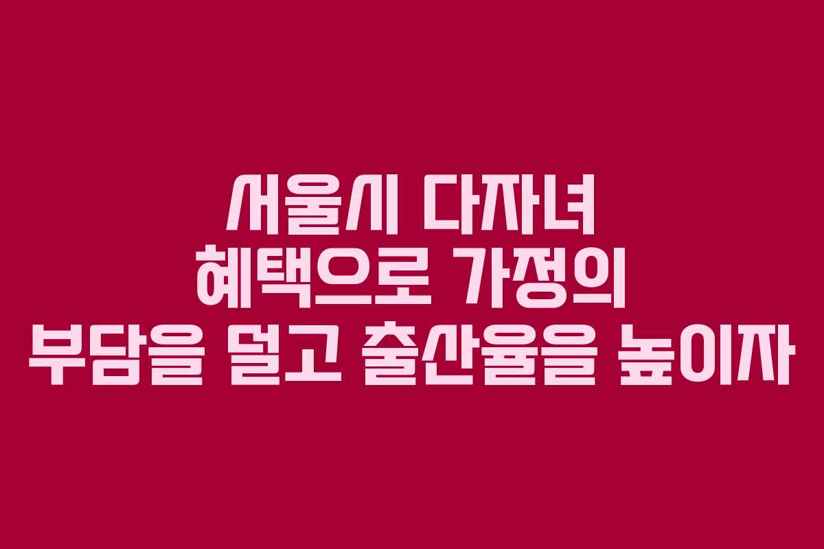 서울시 다자녀 혜택으로 가정의 부담을 덜고 출산율을 높이자