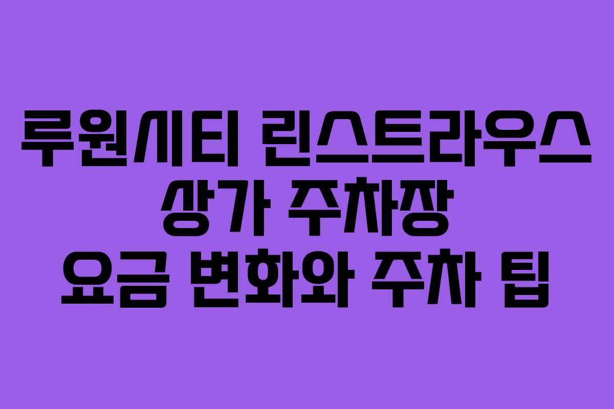 루원시티 린스트라우스 상가 주차장 요금 변화와 주차 팁