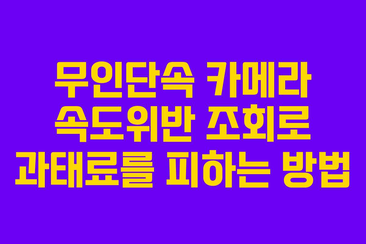 무인단속 카메라 속도위반 조회로 과태료를 피하는 방법