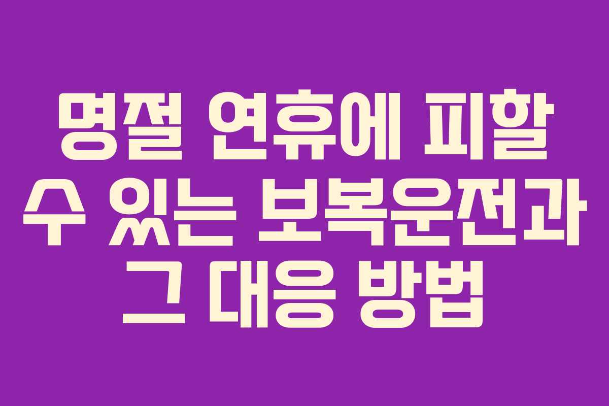 명절 연휴에 피할 수 있는 보복운전과 그 대응 방법