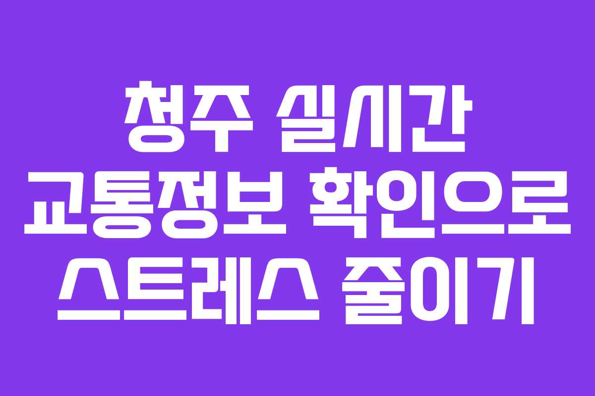 청주 실시간 교통정보 확인으로 스트레스 줄이기