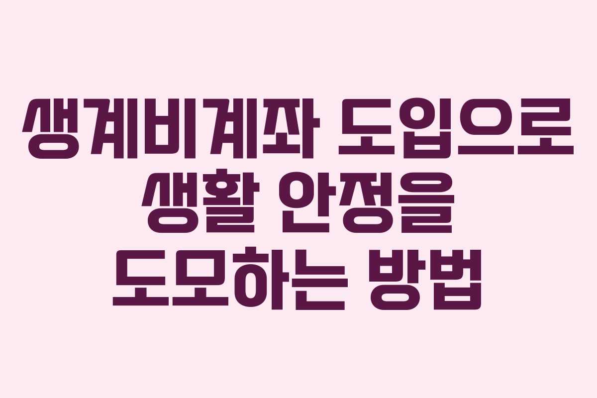 생계비계좌 도입으로 생활 안정을 도모하는 방법