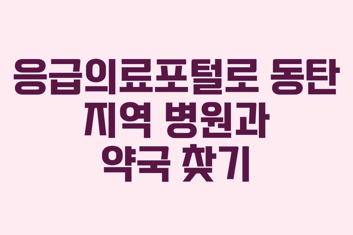 응급의료포털로 동탄 지역 병원과 약국 찾기