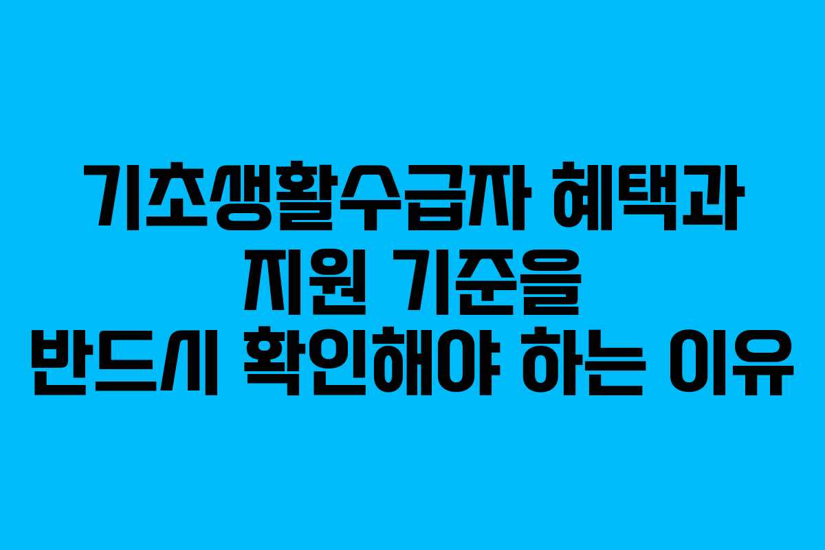 기초생활수급자 혜택과 지원 기준을 반드시 확인해야 하는 이유