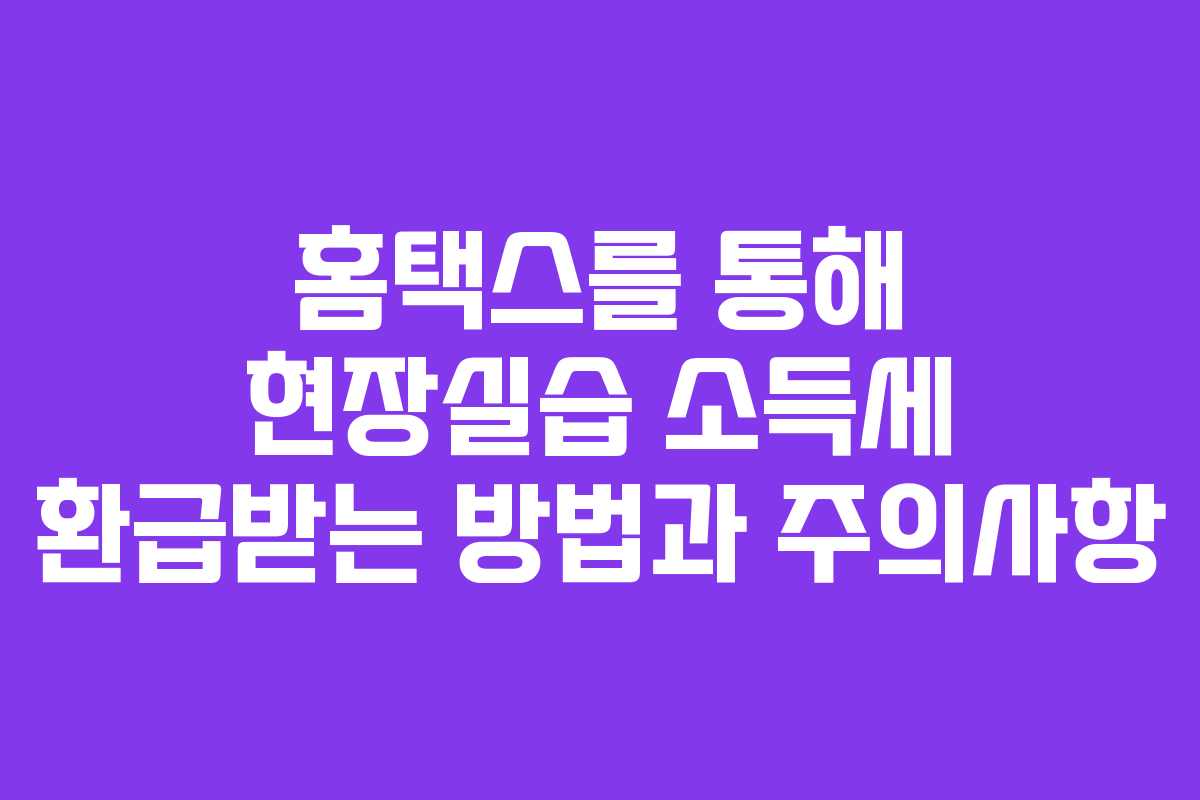 홈택스를 통해 현장실습 소득세 환급받는 방법과 주의사항