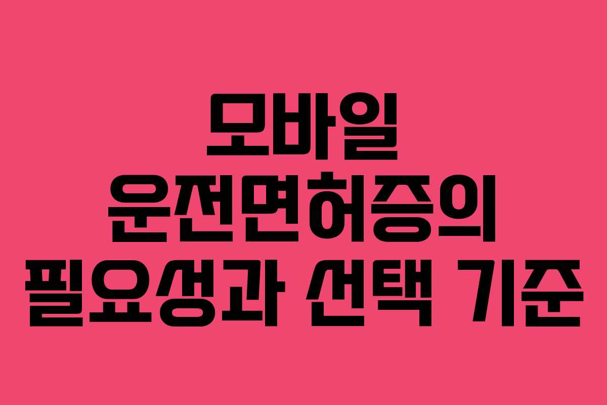 모바일 운전면허증의 필요성과 선택 기준