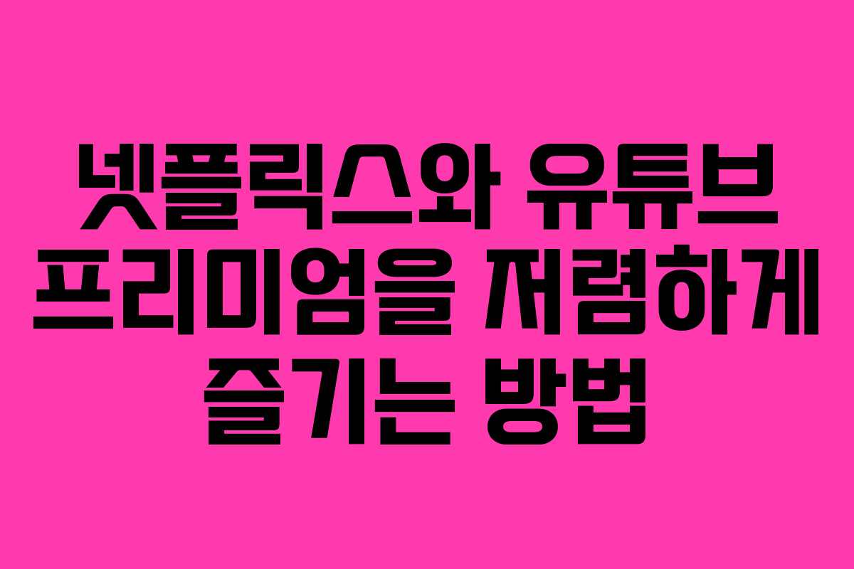 넷플릭스와 유튜브 프리미엄을 저렴하게 즐기는 방법