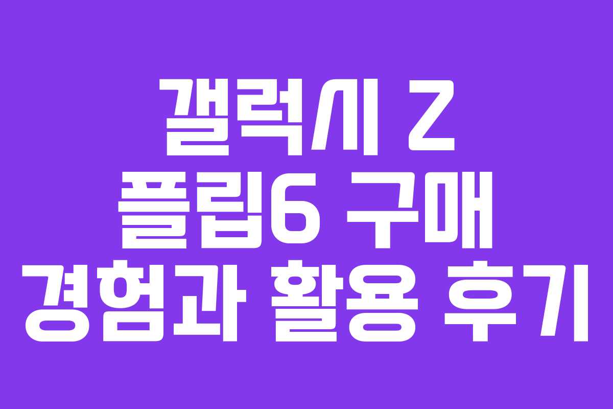 갤럭시 Z 플립6 구매 경험과 활용 후기