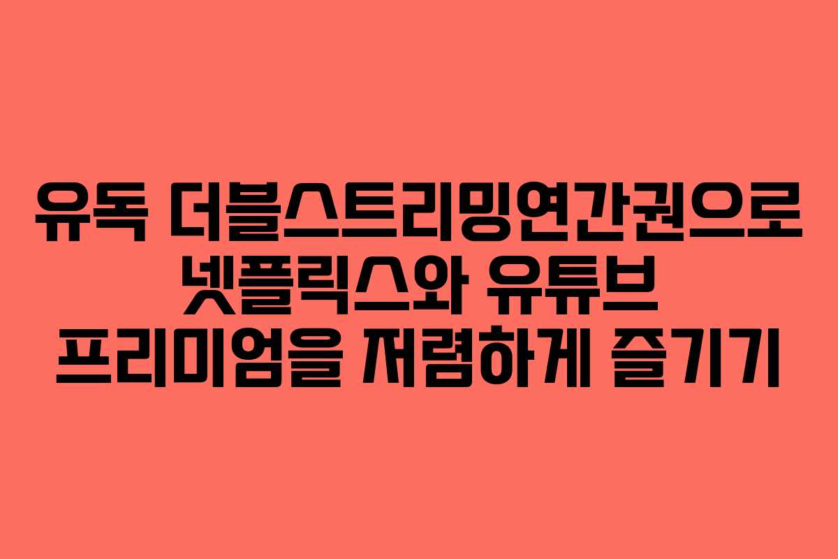 유독 더블스트리밍연간권으로 넷플릭스와 유튜브 프리미엄을 저렴하게 즐기기