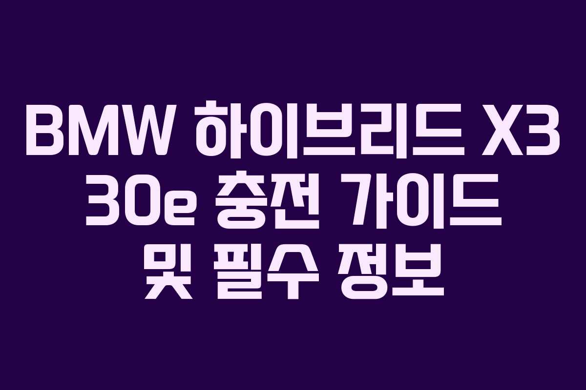 BMW 하이브리드 X3 30e 충전 가이드 및 필수 정보