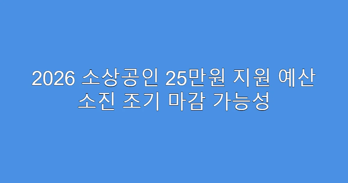 2026 소상공인 25만원 지원 예산 소진 조기 마감 가능성