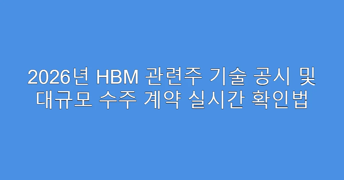 2026년 HBM 관련주 기술 공시 및 대규모 수주 계약 실시간 확인법