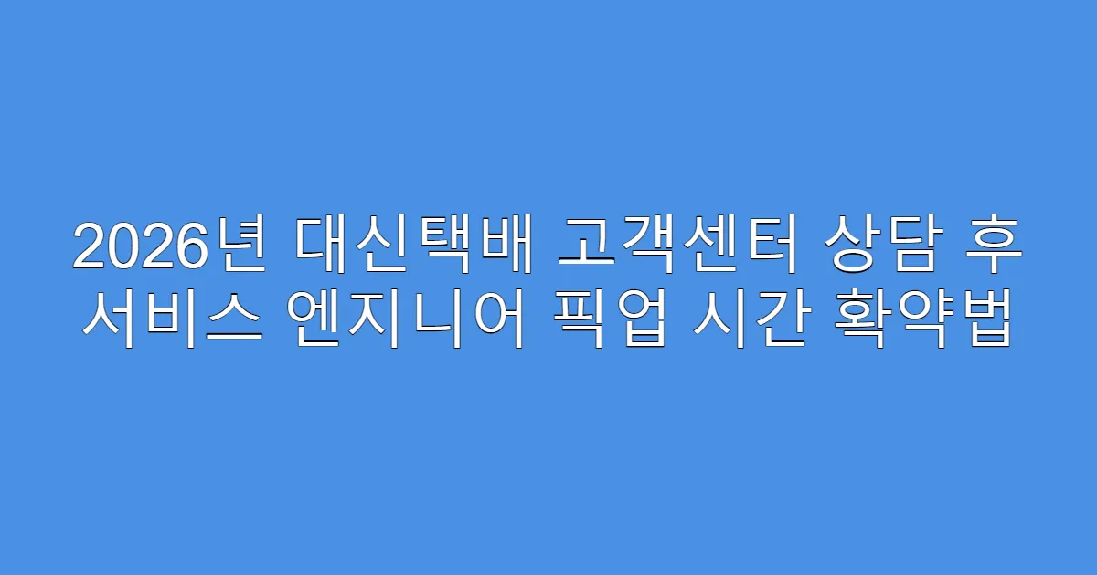 2026년 대신택배 고객센터 상담 후 서비스 엔지니어 픽업 시간 확약법