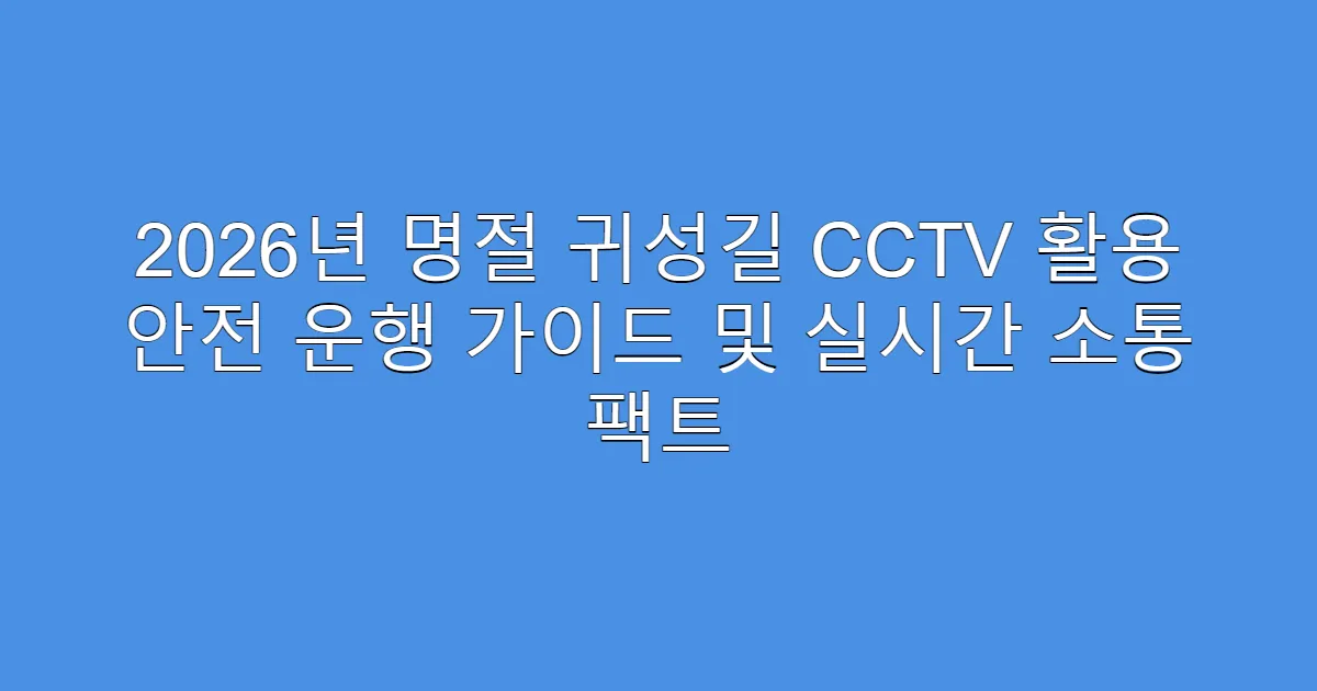 2026년 명절 귀성길 CCTV 활용 안전 운행 가이드 및 실시간 소통 팩트