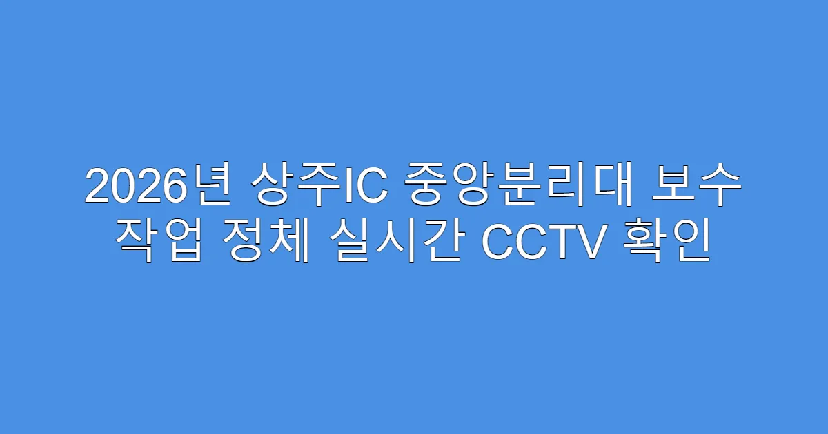2026년 상주IC 중앙분리대 보수 작업 정체 실시간 CCTV 확인