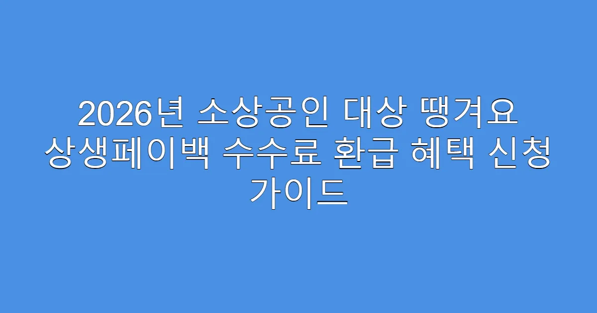 2026년 소상공인 대상 땡겨요 상생페이백 수수료 환급 혜택 신청 가이드