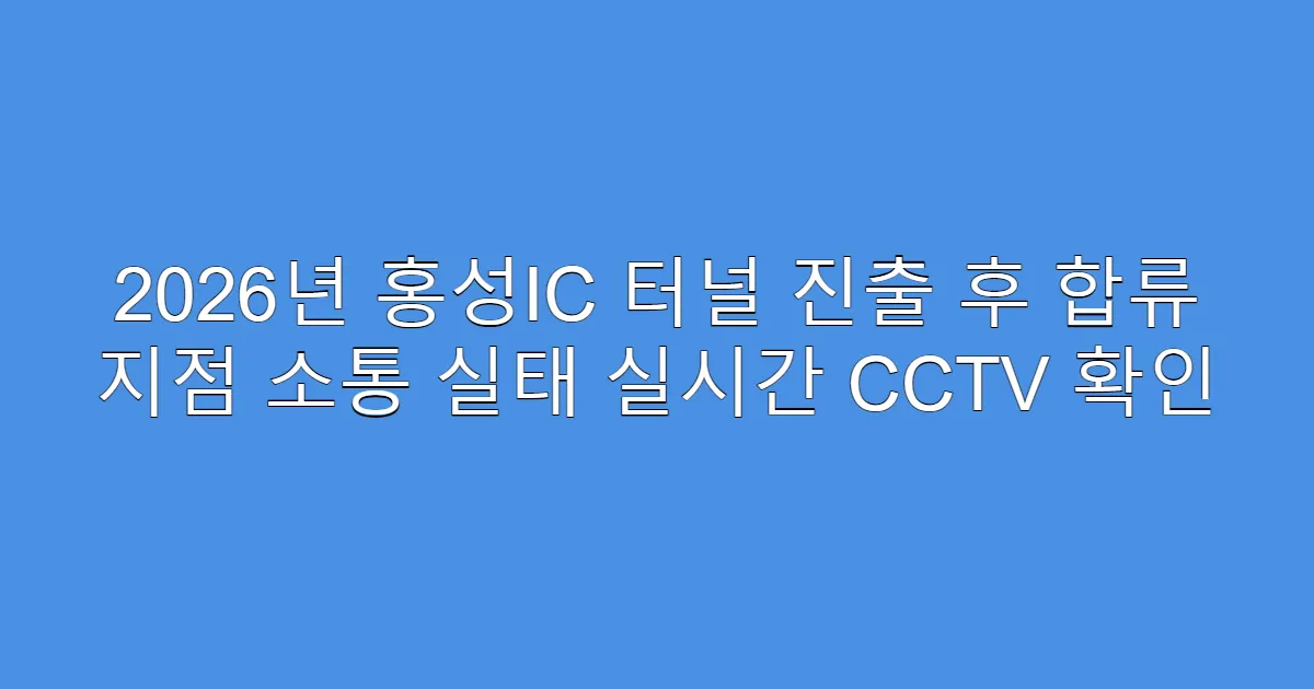 2026년 홍성IC 터널 진출 후 합류 지점 소통 실태 실시간 CCTV 확인
