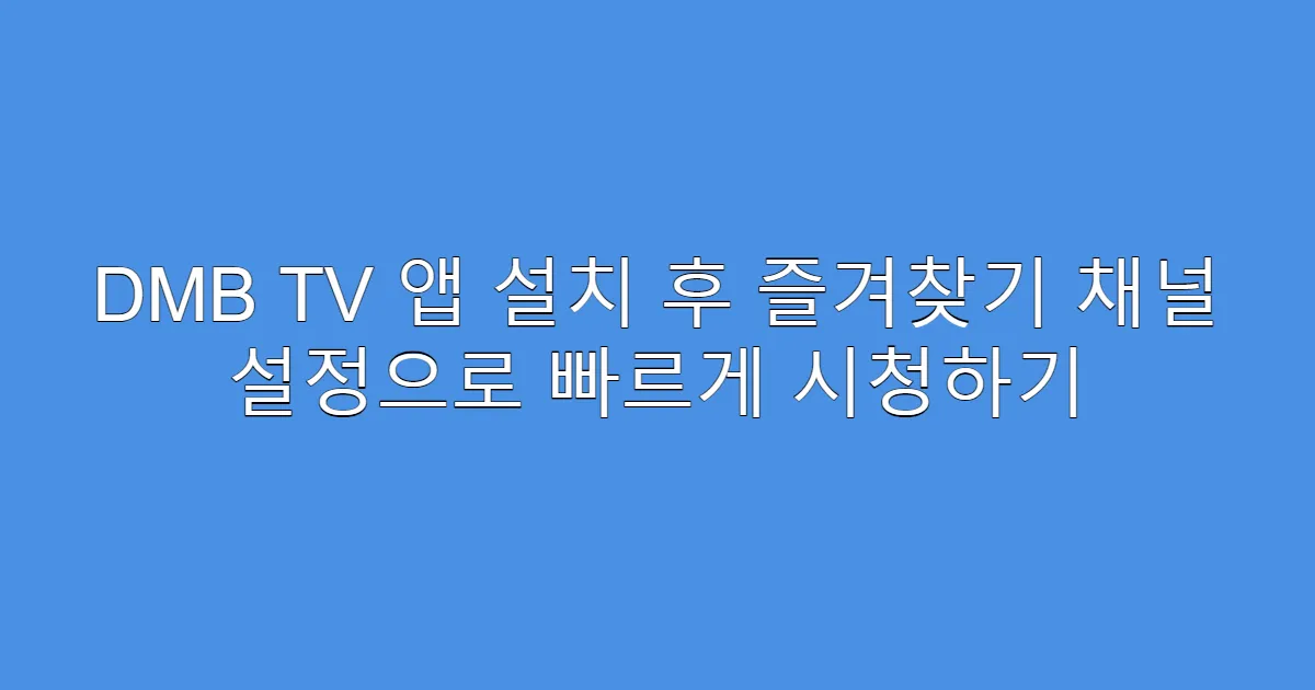 DMB TV 앱 설치 후 즐겨찾기 채널 설정으로 빠르게 시청하기