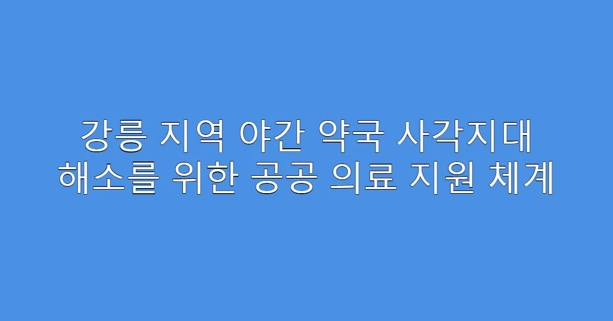 강릉 지역 야간 약국 사각지대 해소를 위한 공공 의료 지원 체계