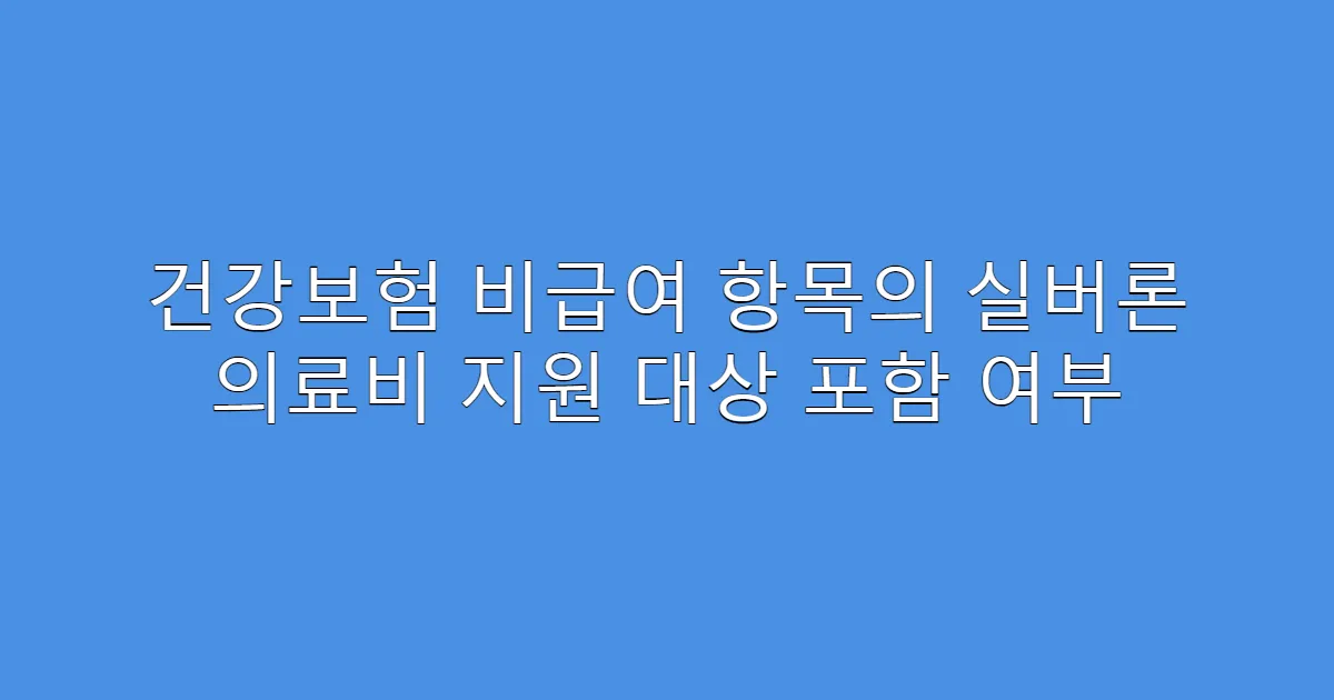 건강보험 비급여 항목의 실버론 의료비 지원 대상 포함 여부