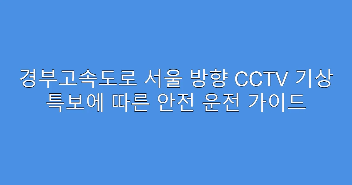 경부고속도로 서울 방향 CCTV 기상 특보에 따른 안전 운전 가이드