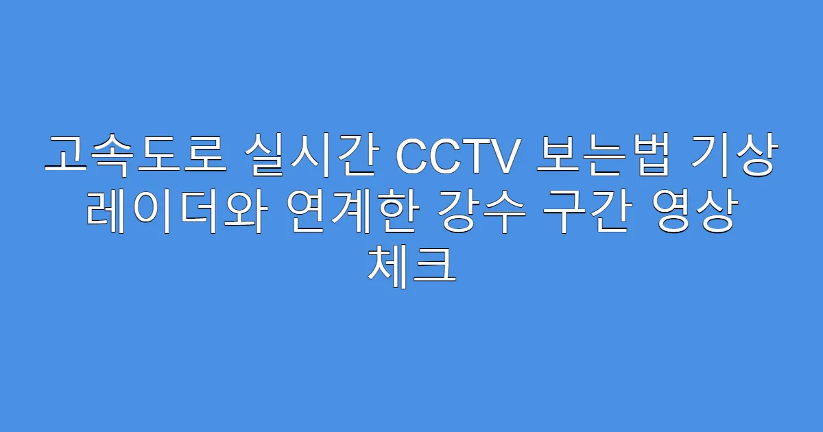 고속도로 실시간 CCTV 보는법 기상 레이더와 연계한 강수 구간 영상 체크