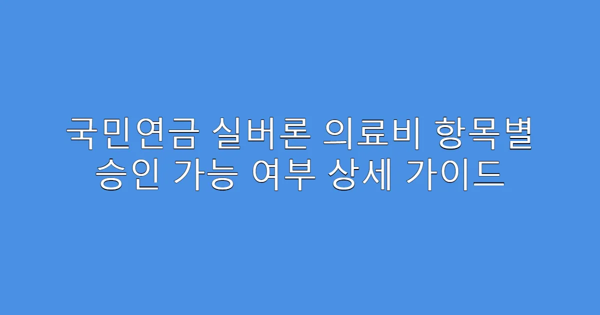 국민연금 실버론 의료비 항목별 승인 가능 여부 상세 가이드