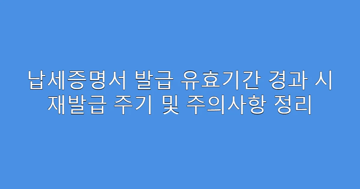 납세증명서 발급 유효기간 경과 시 재발급 주기 및 주의사항 정리
