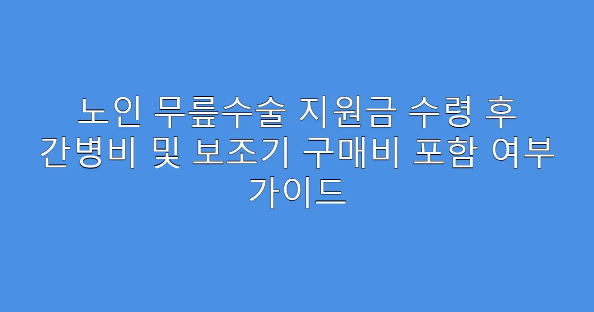 노인 무릎수술 지원금 수령 후 간병비 및 보조기 구매비 포함 여부 가이드