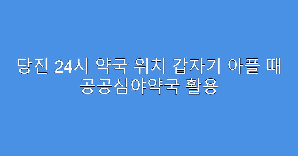 당진 24시 약국 위치 갑자기 아플 때 공공심야약국 활용