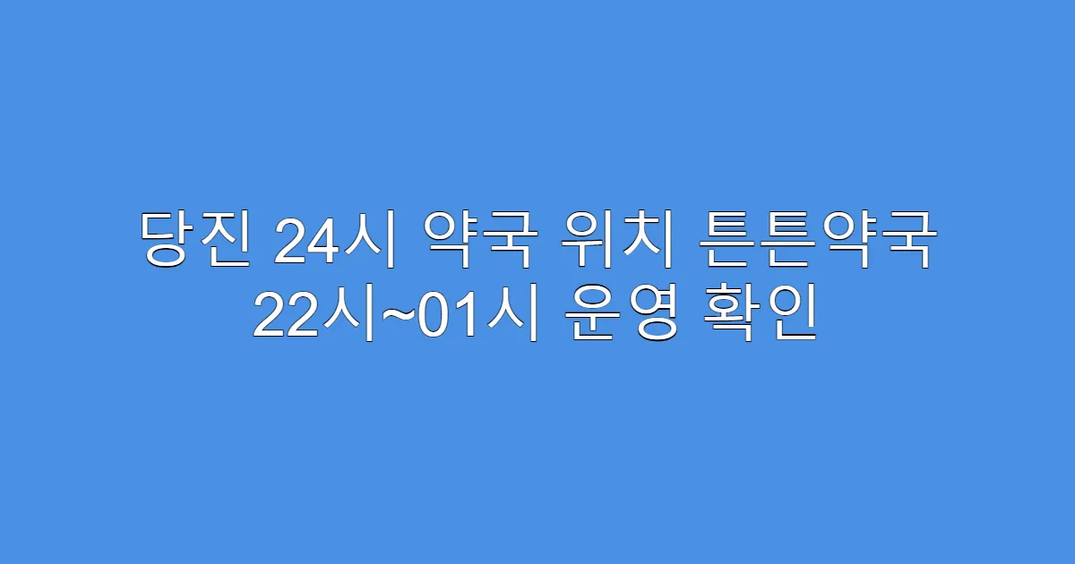 당진 24시 약국 위치 튼튼약국 22시~01시 운영 확인