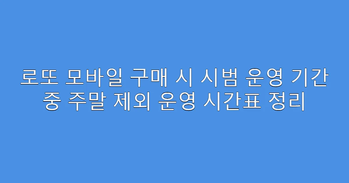 로또 모바일 구매 시 시범 운영 기간 중 주말 제외 운영 시간표 정리
