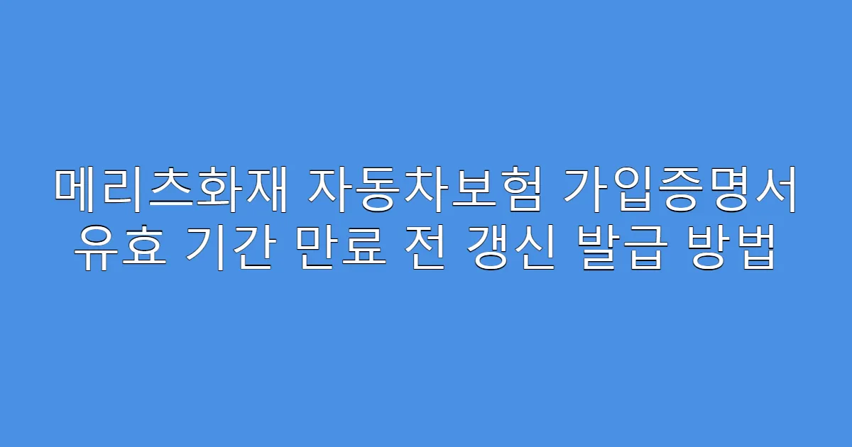 메리츠화재 자동차보험 가입증명서 유효 기간 만료 전 갱신 발급 방법