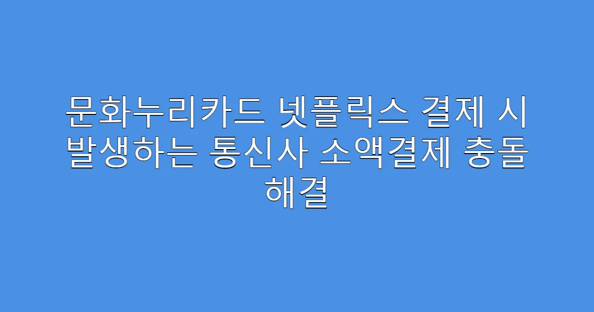 문화누리카드 넷플릭스 결제 시 발생하는 통신사 소액결제 충돌 해결