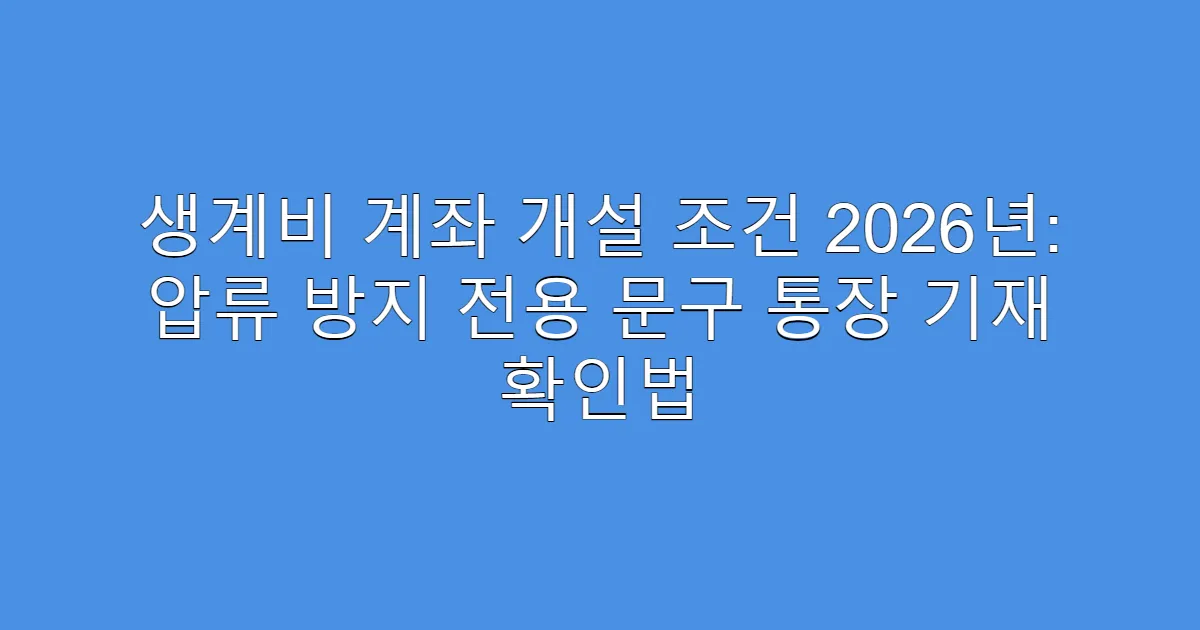 생계비 계좌 개설 조건 2026년: 압류 방지 전용 문구 통장 기재 확인법