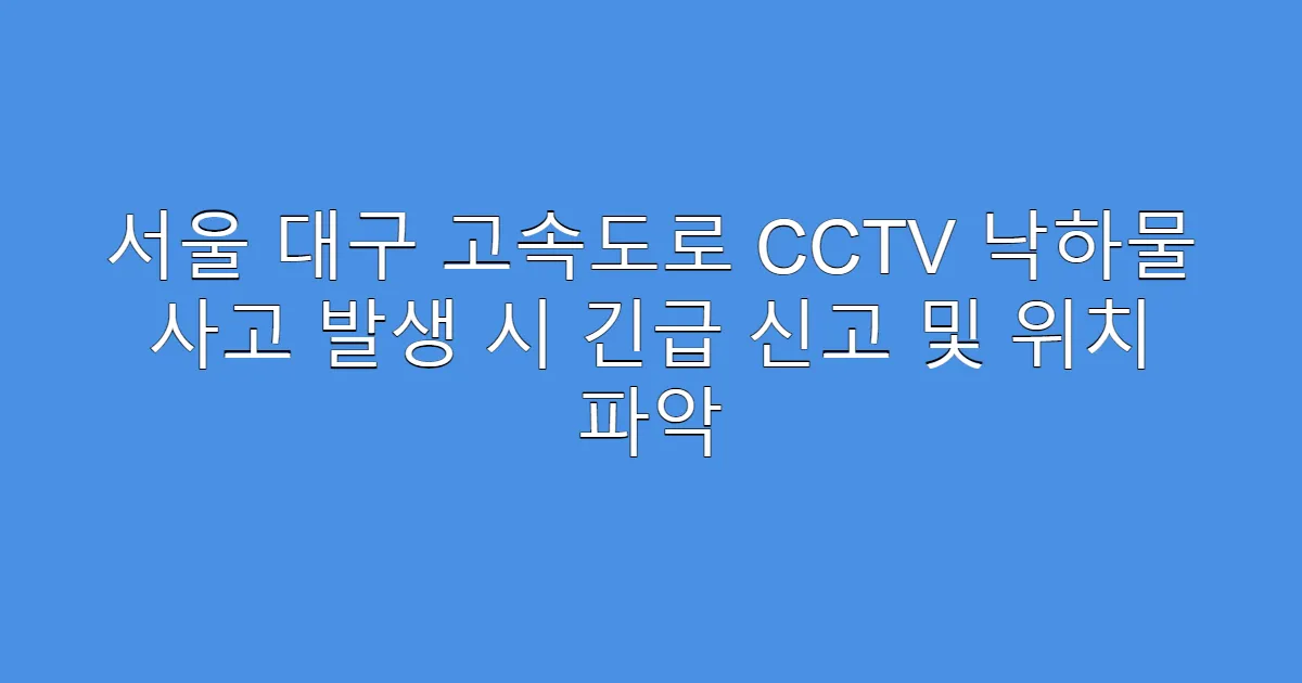 서울 대구 고속도로 CCTV 낙하물 사고 발생 시 긴급 신고 및 위치 파악