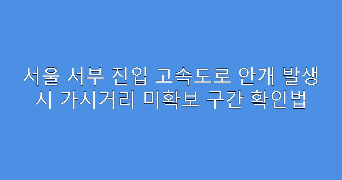 서울 서부 진입 고속도로 안개 발생 시 가시거리 미확보 구간 확인법