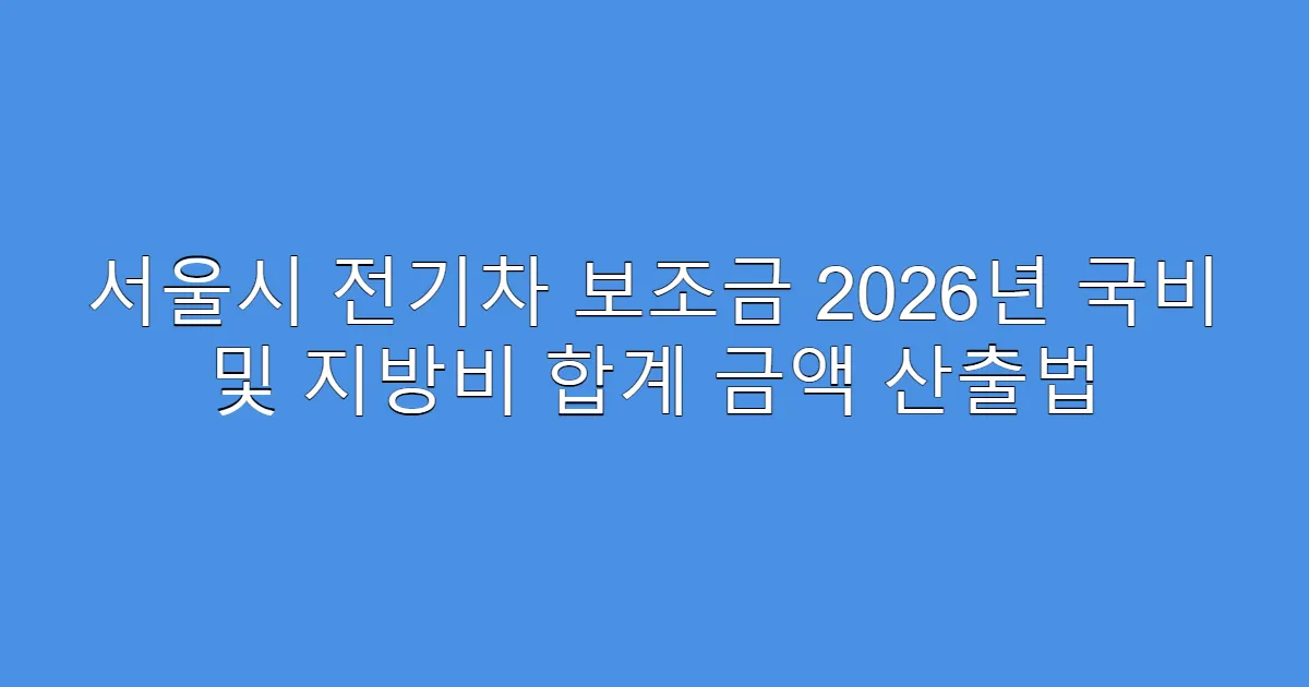 서울시 전기차 보조금 2026년 국비 및 지방비 합계 금액 산출법