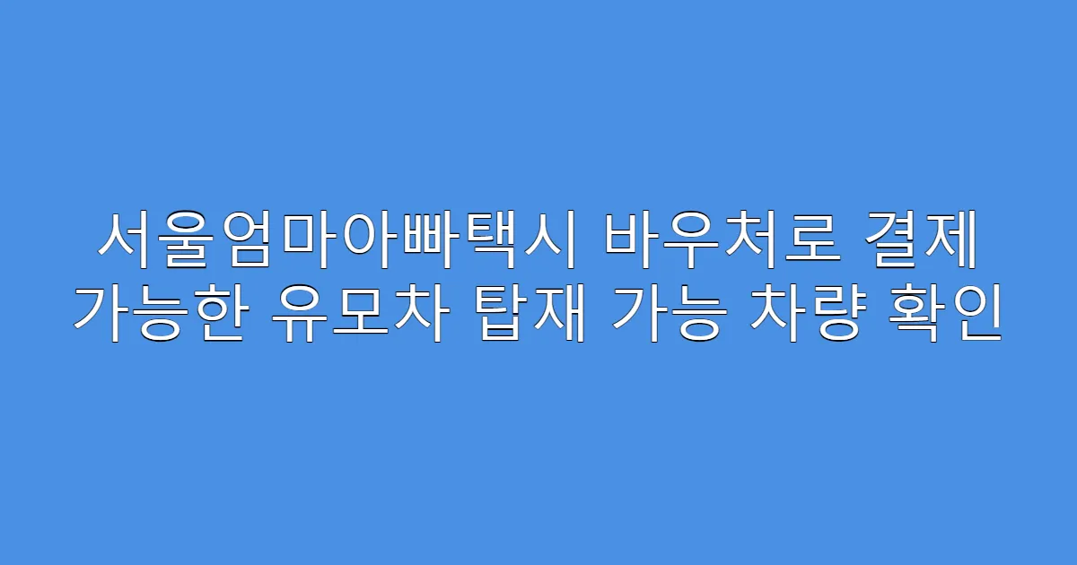 서울엄마아빠택시 바우처로 결제 가능한 유모차 탑재 가능 차량 확인