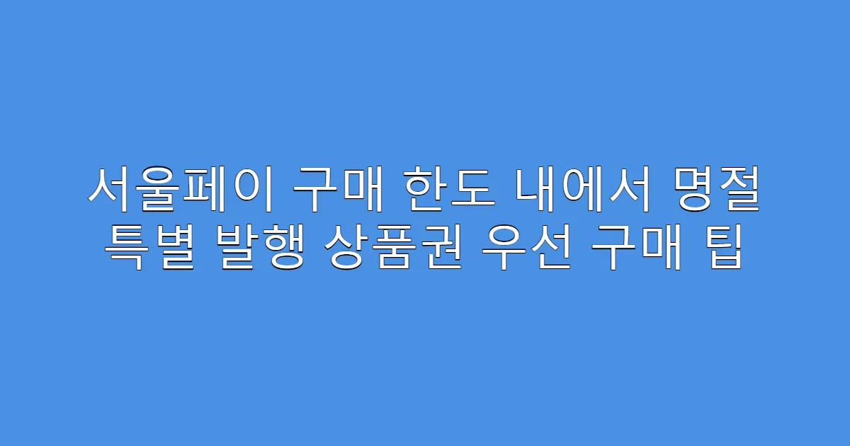 서울페이 구매 한도 내에서 명절 특별 발행 상품권 우선 구매 팁