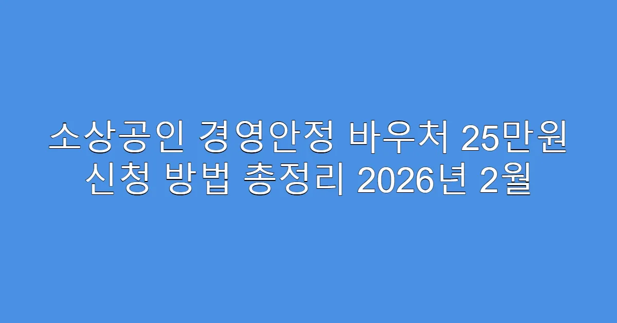 소상공인 경영안정 바우처 25만원 신청 방법 총정리 2026년 2월