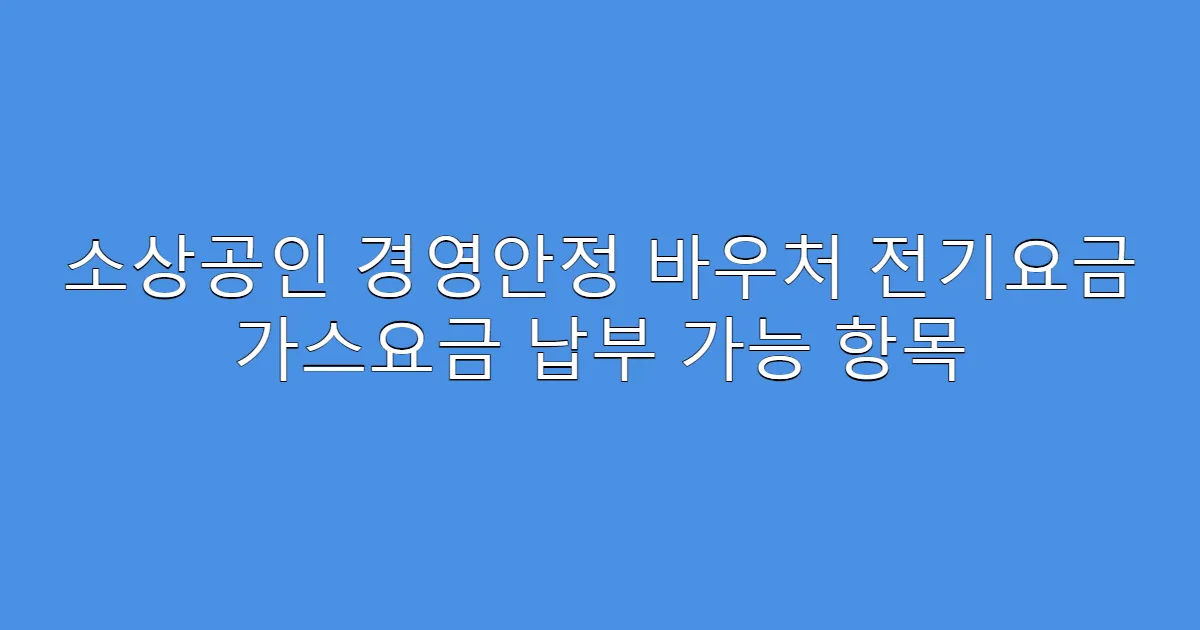 소상공인 경영안정 바우처 전기요금 가스요금 납부 가능 항목