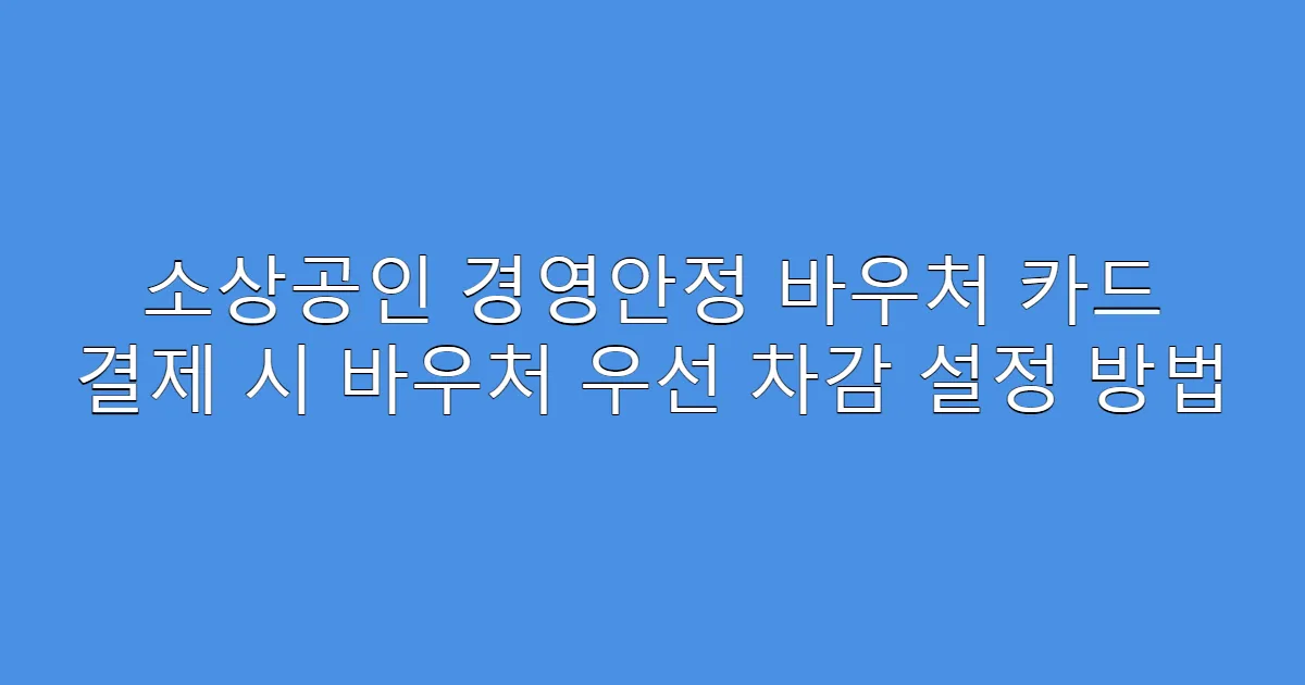 소상공인 경영안정 바우처 카드 결제 시 바우처 우선 차감 설정 방법