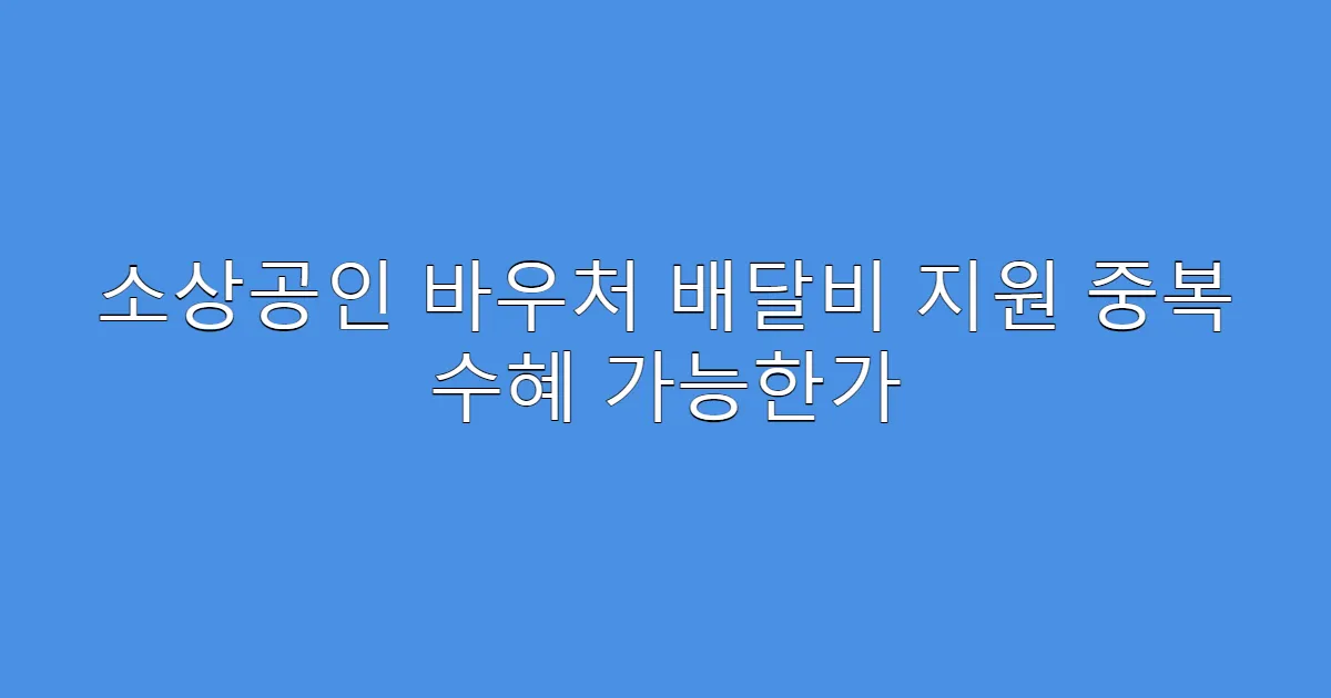 소상공인 바우처 배달비 지원 중복 수혜 가능한가