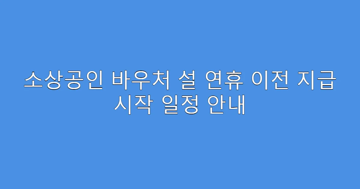 소상공인 바우처 설 연휴 이전 지급 시작 일정 안내