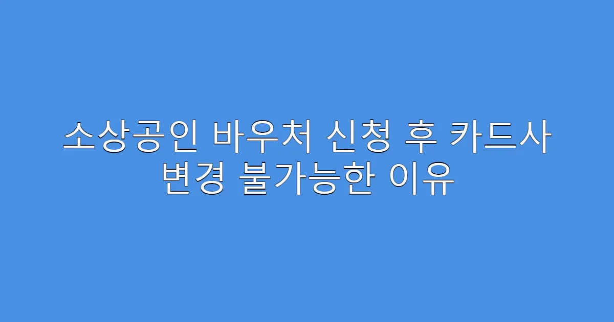 소상공인 바우처 신청 후 카드사 변경 불가능한 이유