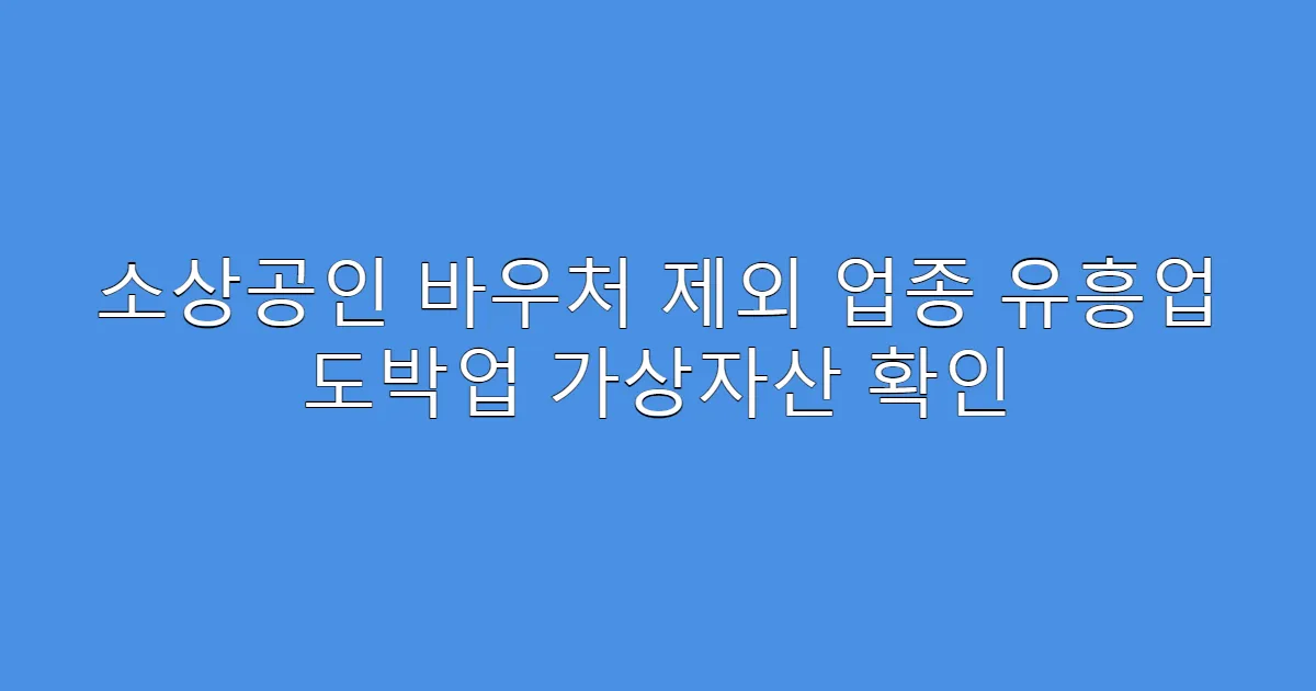 소상공인 바우처 제외 업종 유흥업 도박업 가상자산 확인