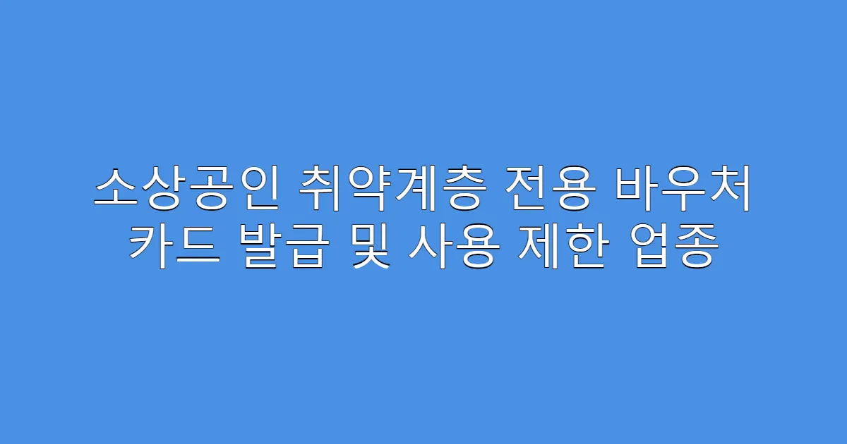 소상공인 취약계층 전용 바우처 카드 발급 및 사용 제한 업종